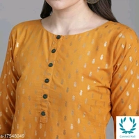 Women Cotton Straight Printed Long Kurti With Palazzos - M, Cotton, Kurta With Dupatta And BottomWear, Multipack:1